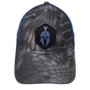 Kryptek Trucker Hat Gray Blue OS Spartan Patch Camo Adjustable Mesh Snapback